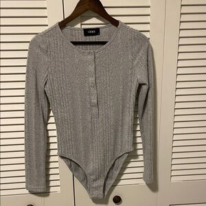 Cider Gray Ribbed Long Sleeve Bodysuit